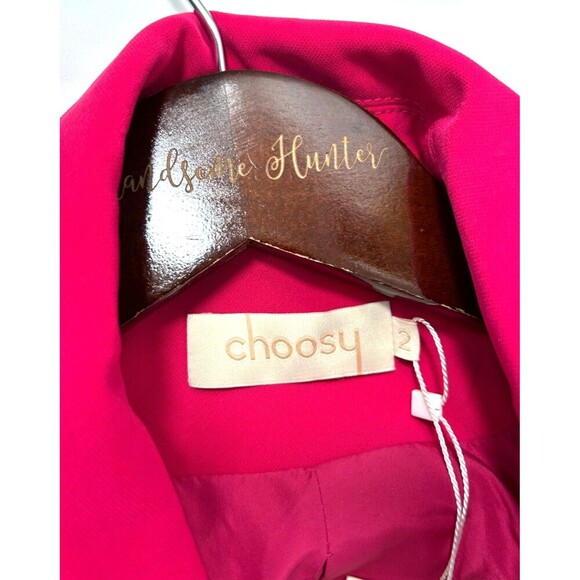 New Choosy Betsy Blazer Women Sz 2 Magenta Double Breasted Gold Accent Fitted R4 - Picture 10 of 12